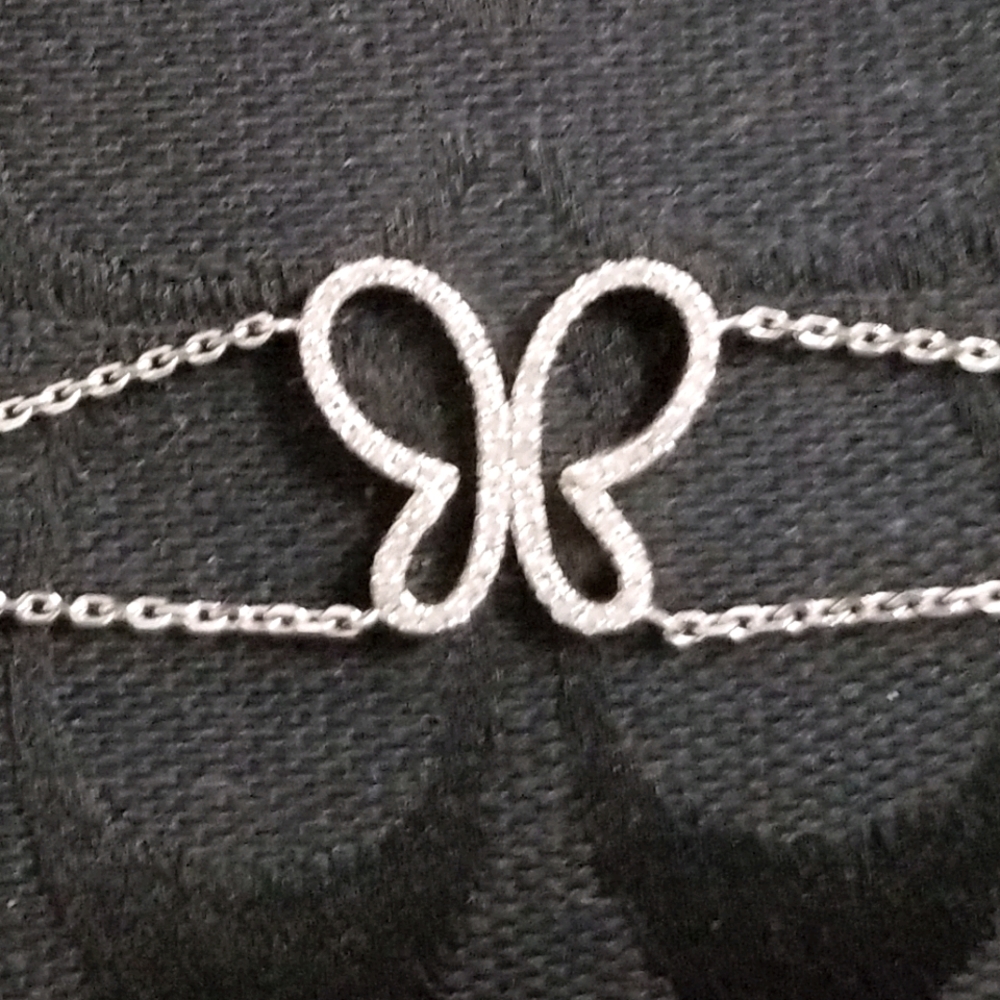 Silver and Diamond Butterfly Bracelet